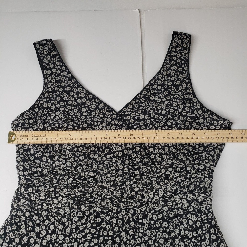 Ann Taylor Silk Dress Vintage 90s Y2k Womens 12 Floral Ditsy Sleeveless Black - Picture 3 of 16
